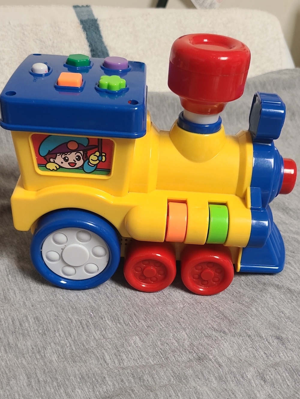 Educational Yellow Toddler Train Toy with Colorful Buttons